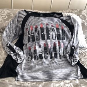 Black and white vertical stripes with rhinestones